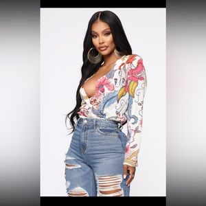 Fashion Nova Back In Time Bodysuit - White/combo